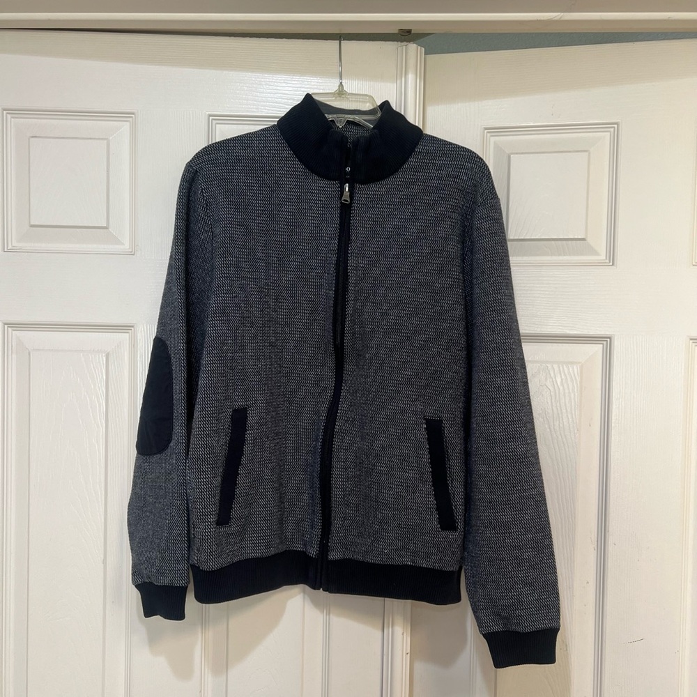HUGO BOSS Men NOLWIN Birdseye elbow patch Bomber Jacket Pocket Classic Sweater M